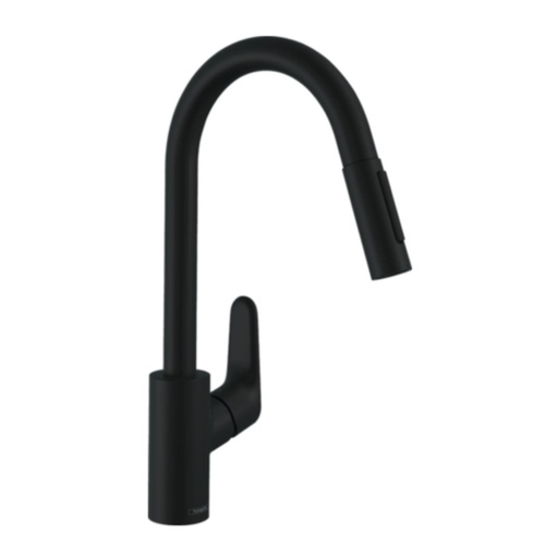 [31815670] Grifería De Cocina Focus E2 Caño Alto Extraíble M41 Negro Mate